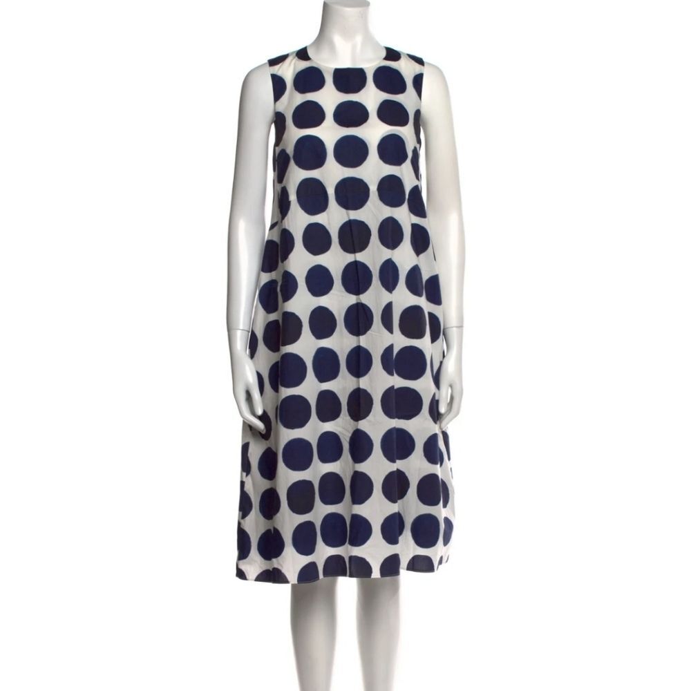 'S MaxMara polka dot Linen shift dress knee length sleeveless us 10 / IT 44